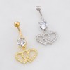 DOUBLE MULTI CZ HEART DANGLE BELLY BUTTON NAVEL RING 316L SURGICAL STEEL DOUBLE MULTI CZ HEART DANGLE BELLY BUTTON NAVEL RING 316L SURGICAL STEEL